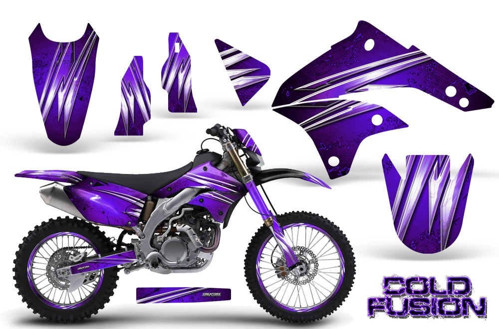 Kawasaki KLX450 Graphics Kit 08-12 Cold Fusion Purple NP Rims